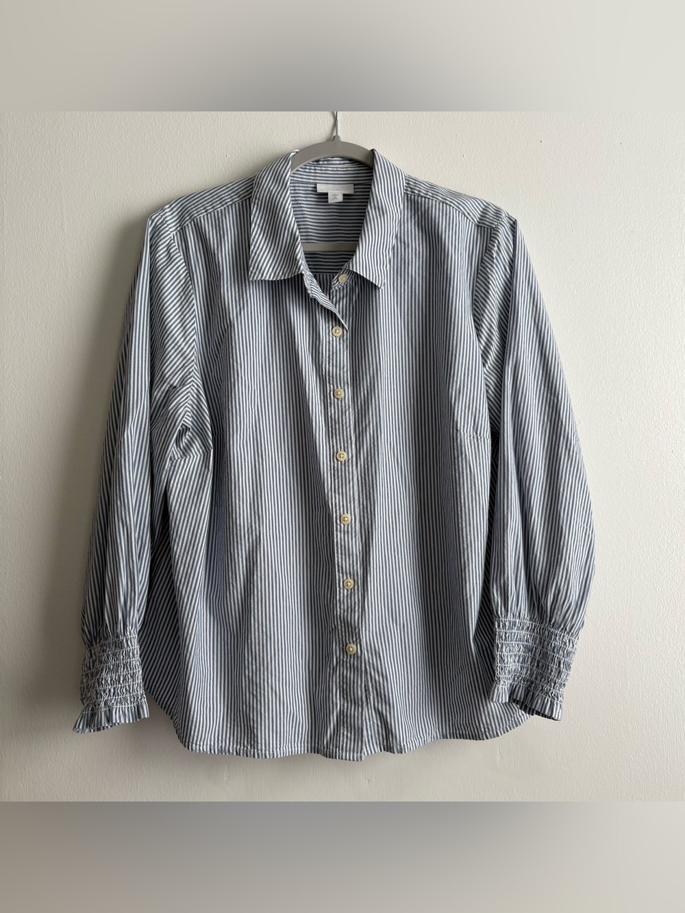 J. Jill Blue White Striped Collared Woven Button-Up Long Sleeve Women’s XL P